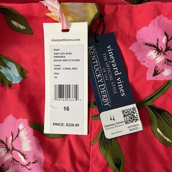 Vineyard Vines Kentucky Derby Tie-Top Dress Size 16 Rose Coral Red - Picture 2 of 6